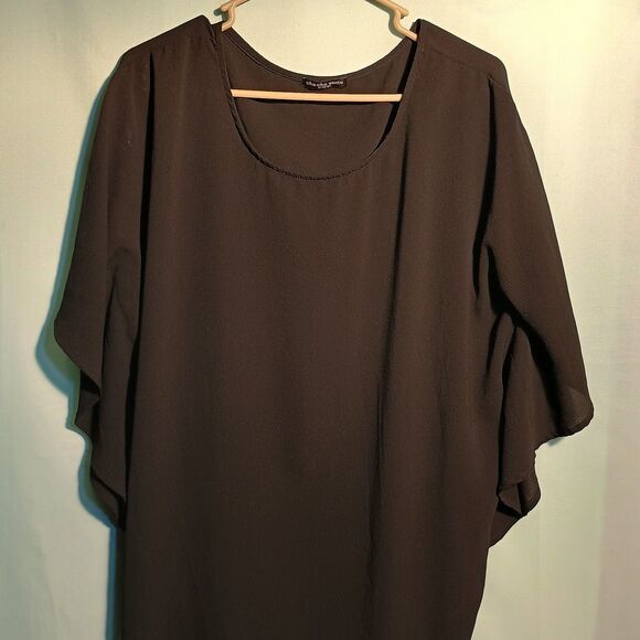 Black Flowing Kaftan-Style Blouse by New Direction Woman – Plus Size Tunic Top - Picture 2 of 4